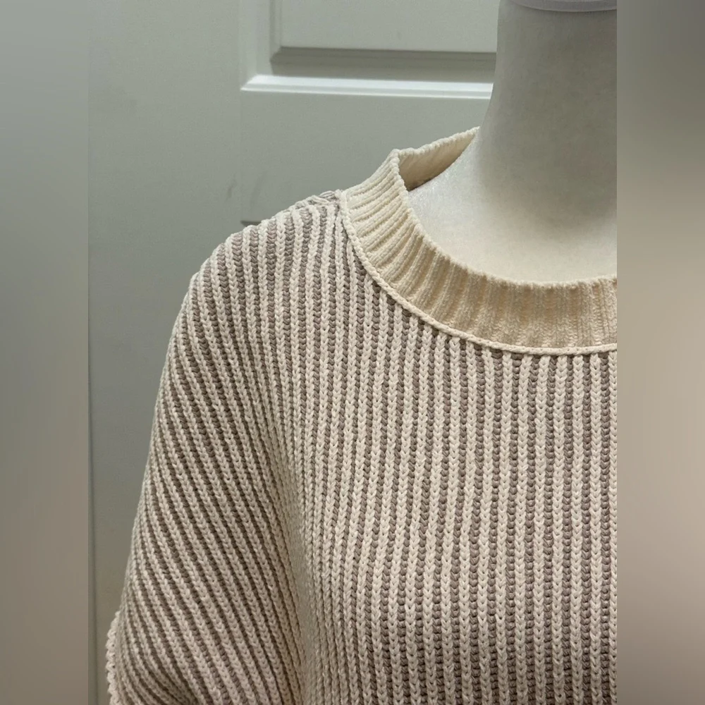 Altar’d State. Alison Matte Chenille Pullover. Taupe/Cream. Size Medium. - Picture 5 of 9